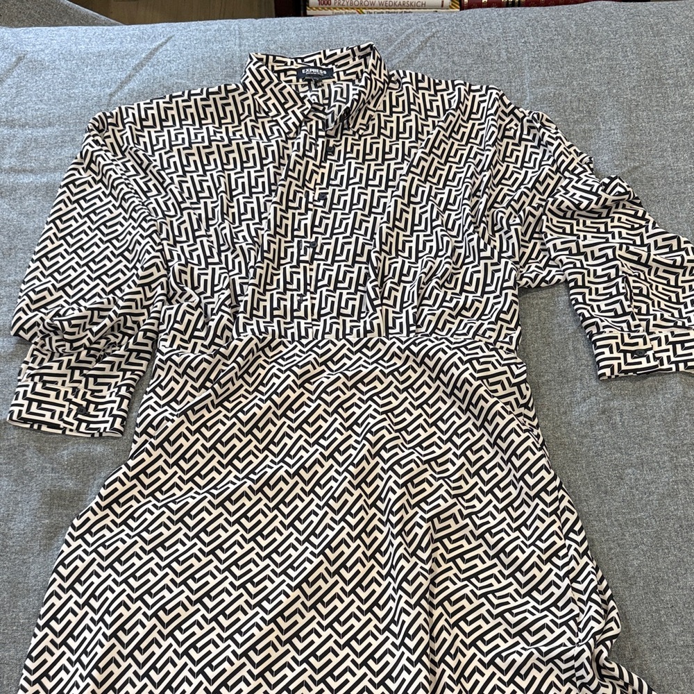 Express Black and White Geometric Dress